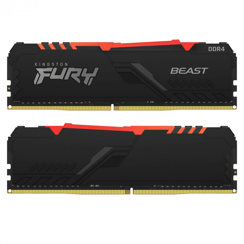 Kit Memoria RAM Kingston FURY Beast DDR4 RGB, 3200MHz, 16GB (2 x 8GB)