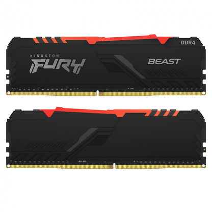 Kit Memoria RAM Kingston FURY Beast DDR4 RGB, 3200MHz, 16GB (2 x 8GB)