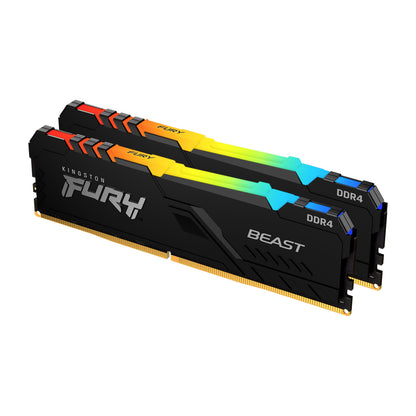 Kit Memoria RAM Kingston FURY Beast DDR4 RGB, 3200MHz, 16GB (2 x 8GB)